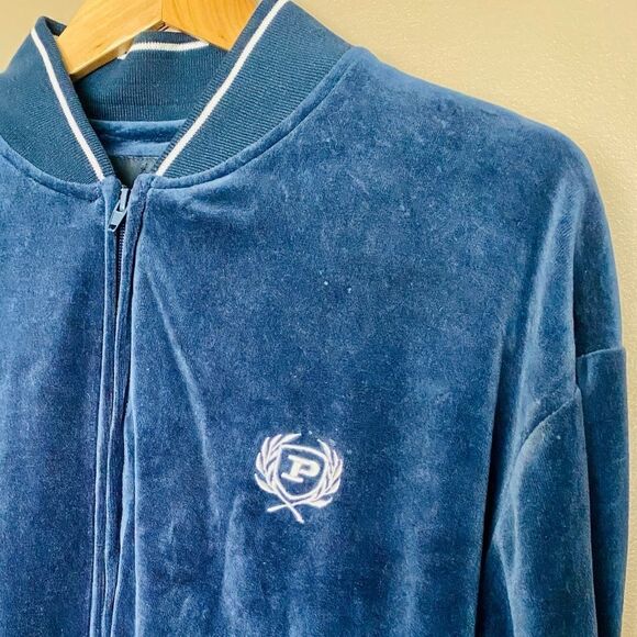 PHAT FARM vintage blue velvet track jacket streetwear hip-hop 90s sz L RARE - Picture 4 of 16